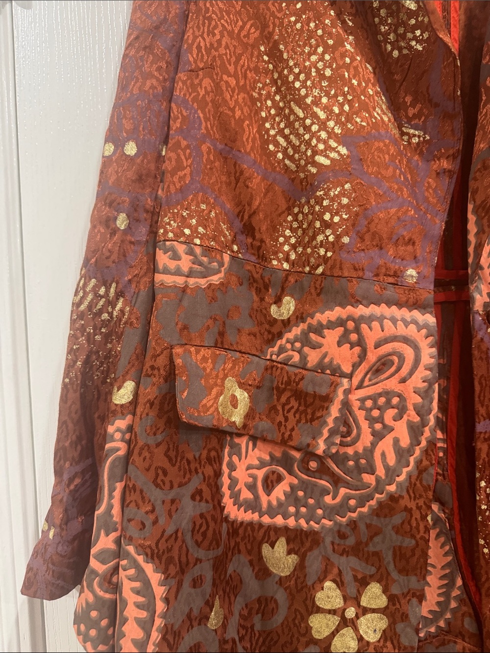 Free people Women's Rust Floral-Print Long jacket - Picture 3 of 6